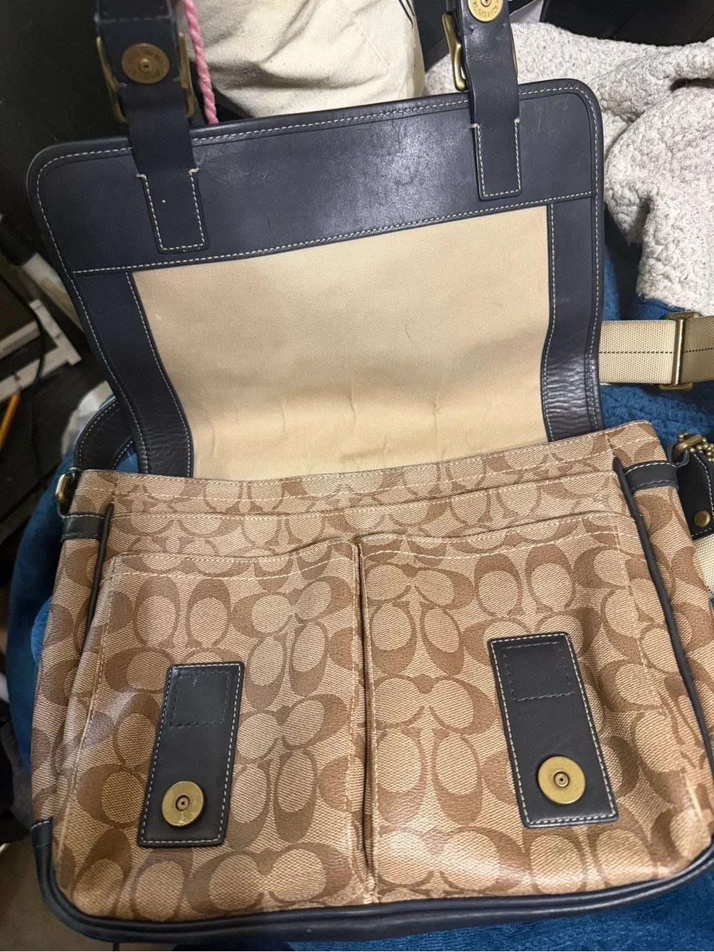 Coach Heritage Stripe Map Bag